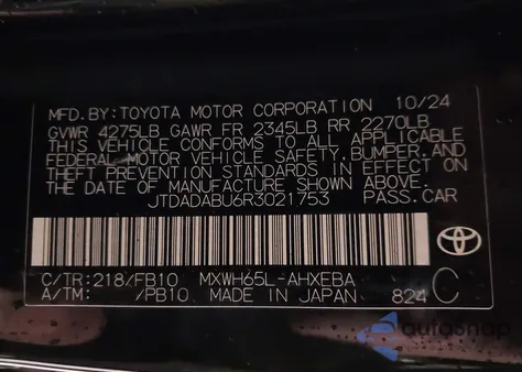 2024 Toyota Prius Le Awd-E из США, поврежденный, VIN JTDADABU6R3021753